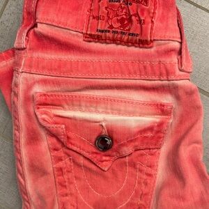 True Religion Distressed Women's Red Jeans